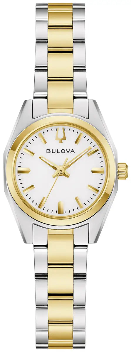 98L331 Bulova Watch Two Tone Stainless Steel White Dial Round Bracelet Surveyor