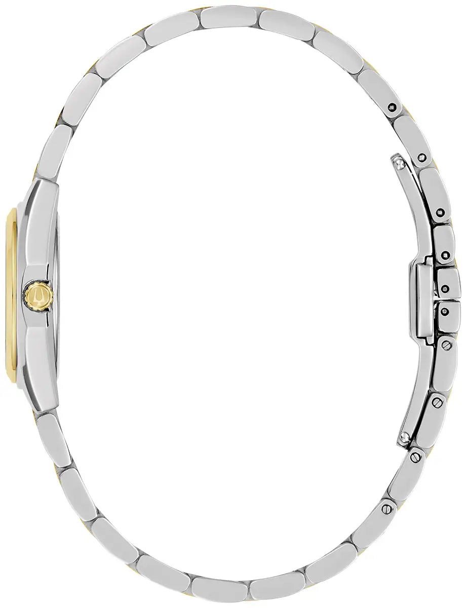 Bulova Watch Two Tone Stainless Steel Round Bracelet Surveyor side view