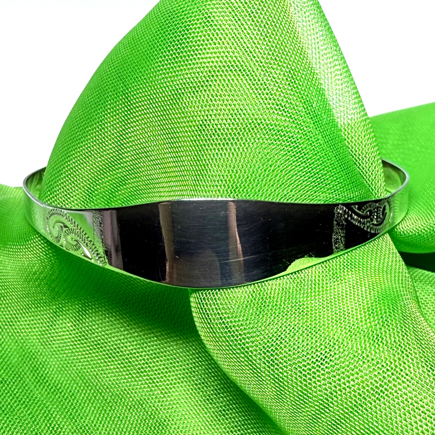 Childs expanding bangle identity designed swirl patterned sterling silver