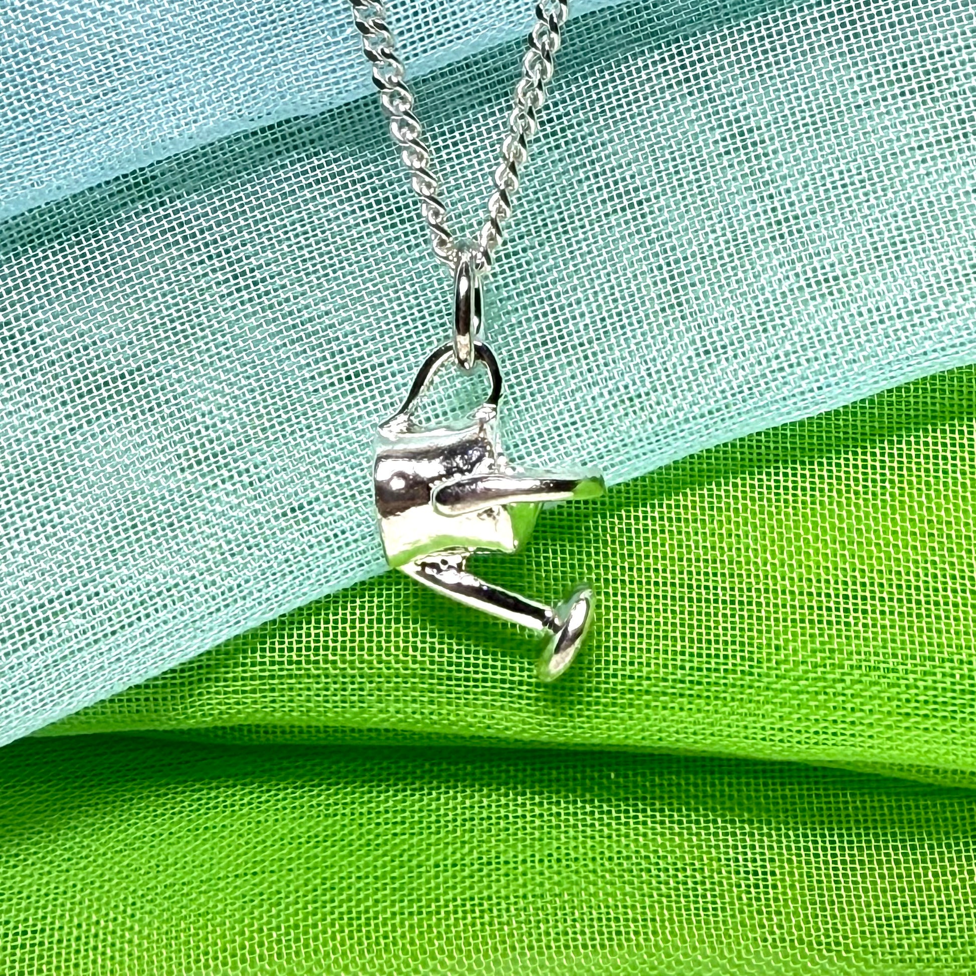 Gardening Necklace Solid Sterling Silver Watering Can Solid Pendant