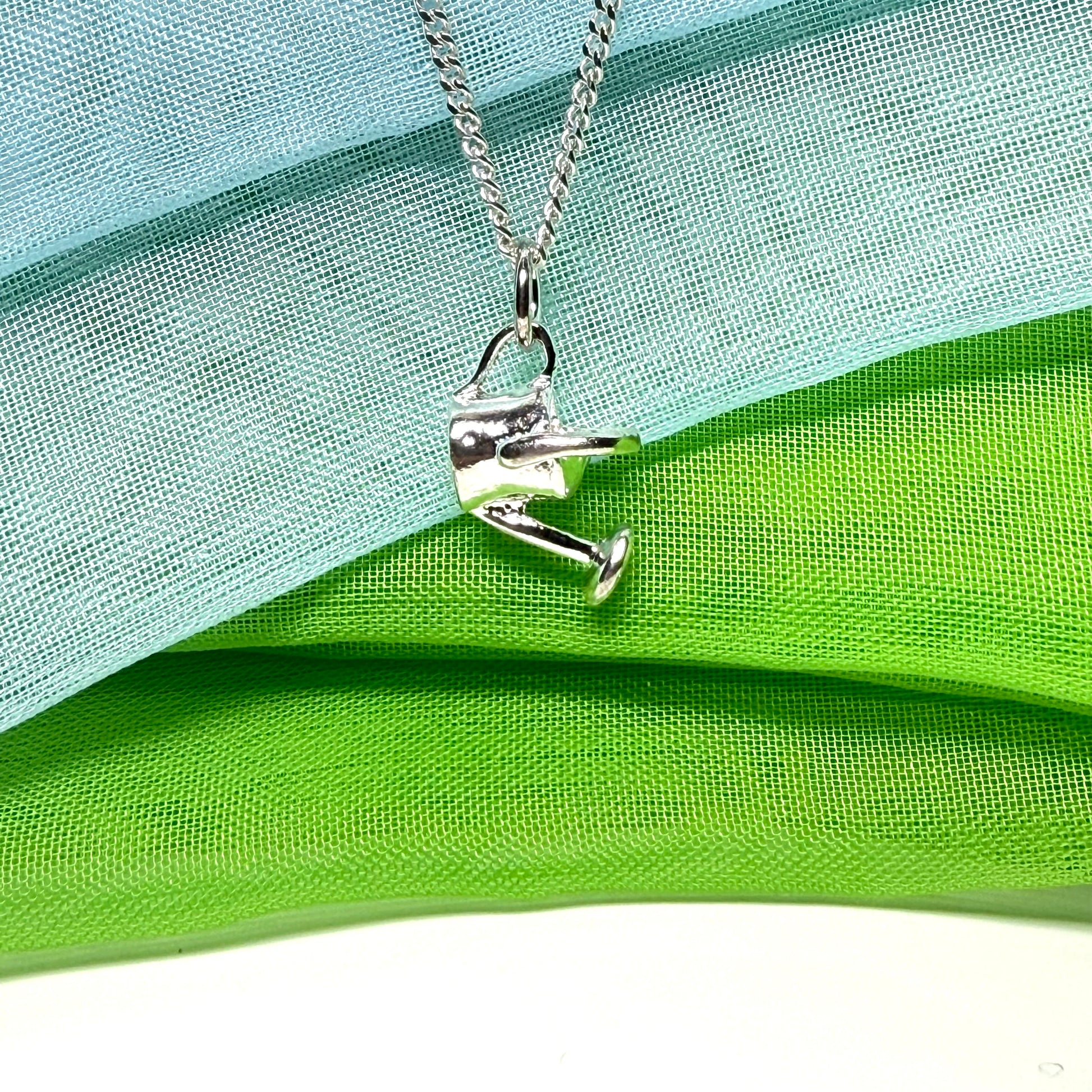 Gardening Necklace Solid Sterling Silver Watering Can Solid Pendant