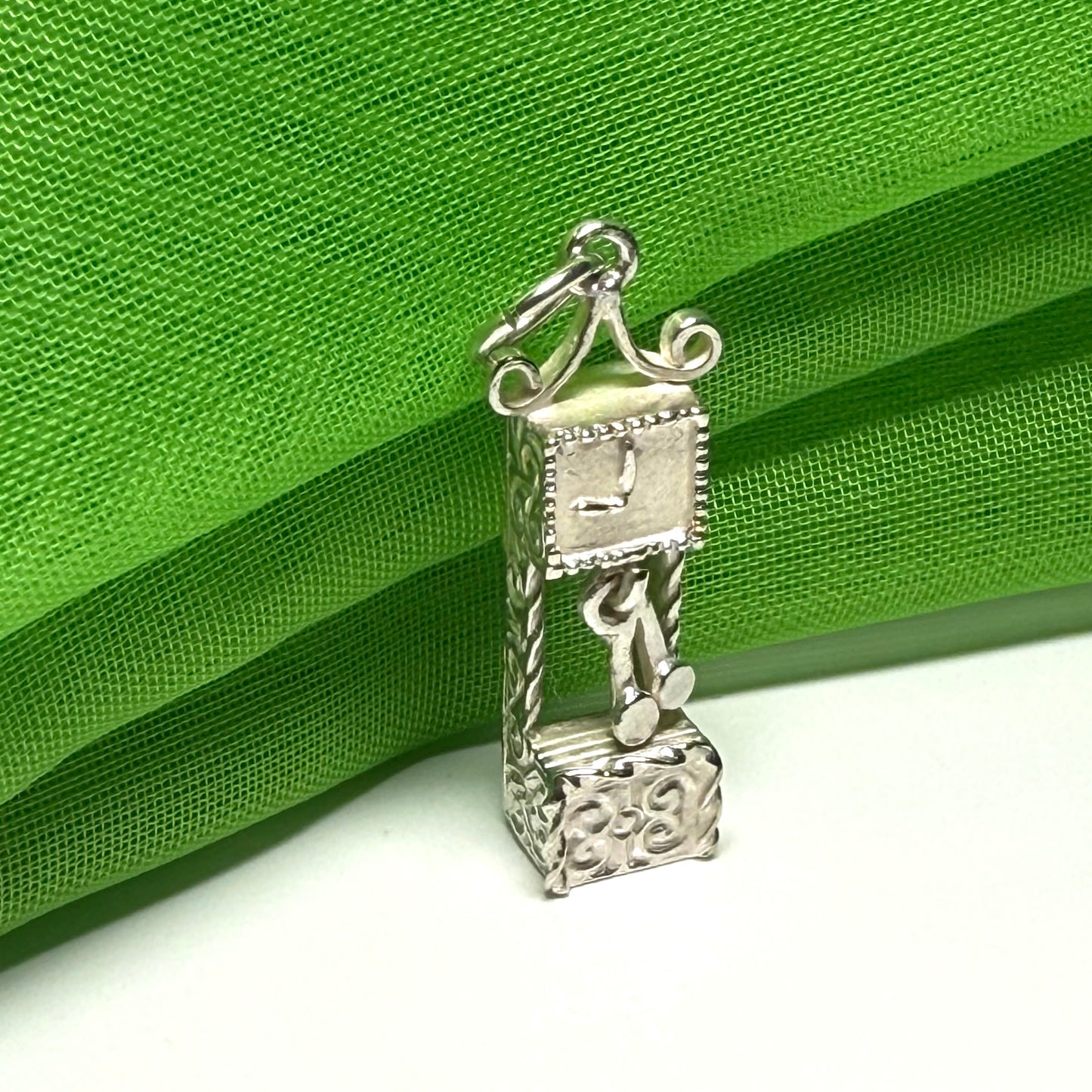 Grandfather Clock Solid Sterling Silver Charm
