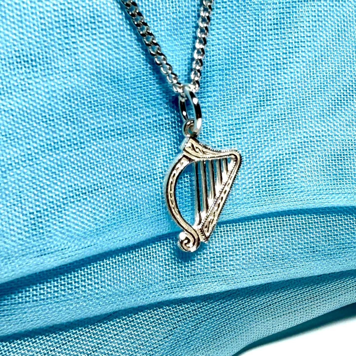 Harp Shaped Necklace Solid Sterling Silver