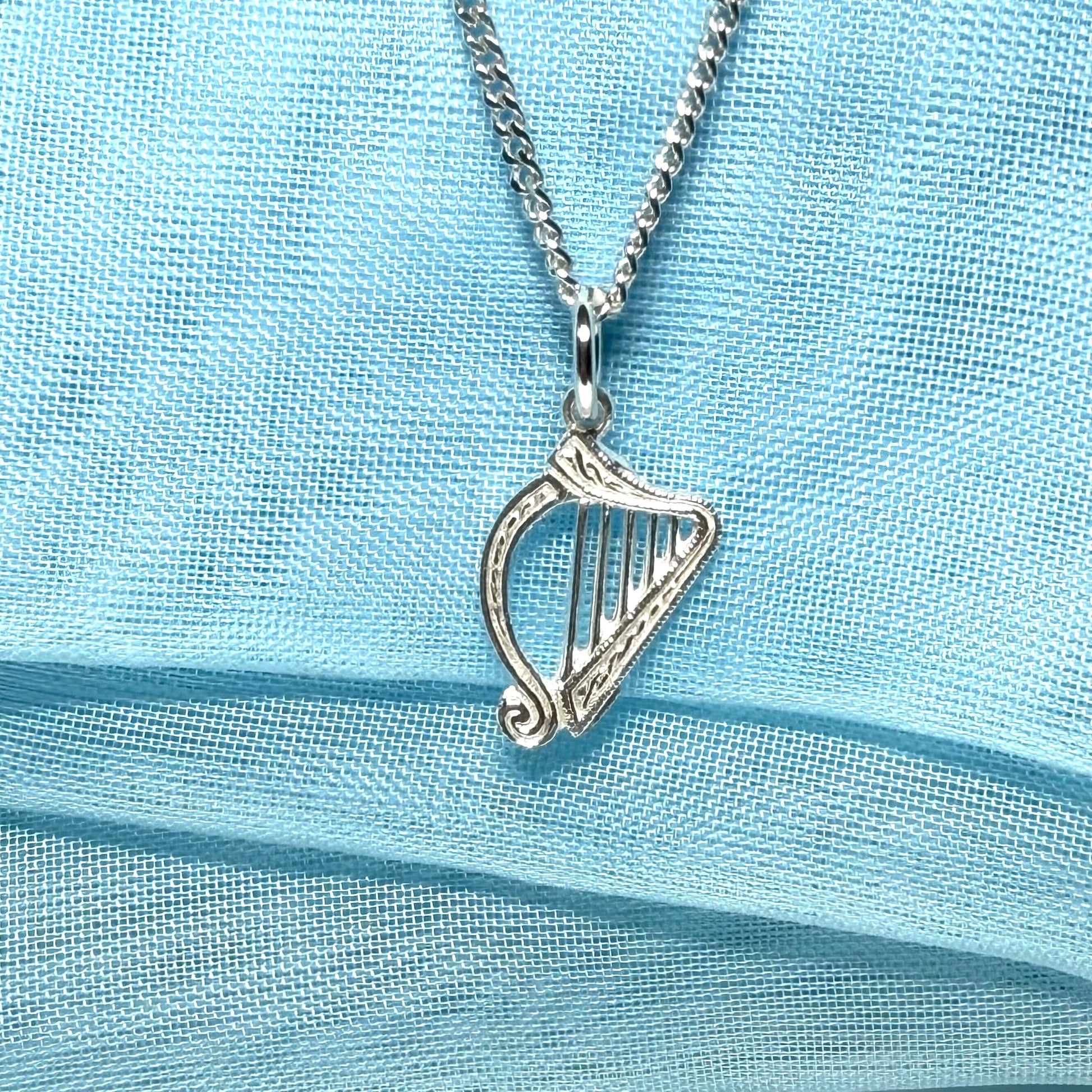 Harp Shaped Necklace Solid Sterling Silver