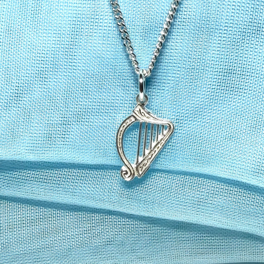 Harp Shaped Necklace Solid Sterling Silver