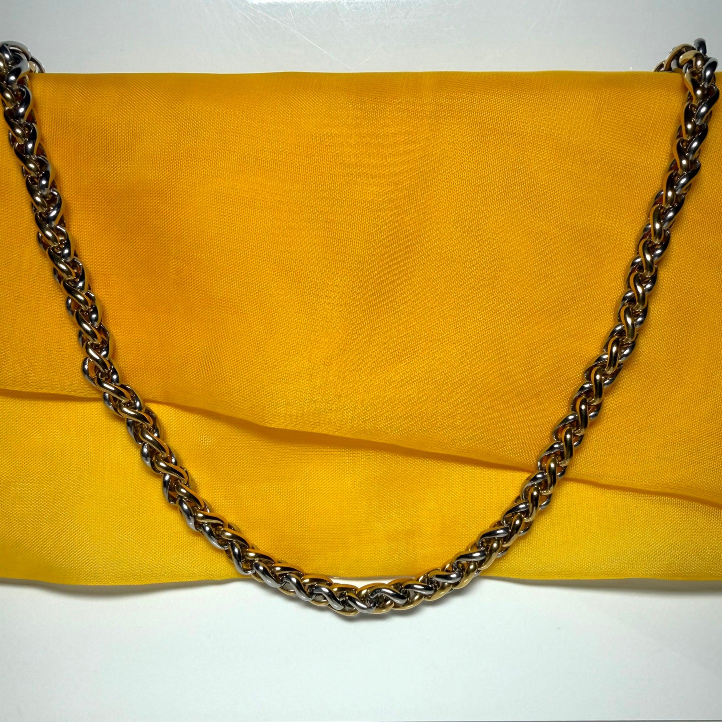 Men's heavy solid necklace two tone stainless steel & gold plated 22 inches