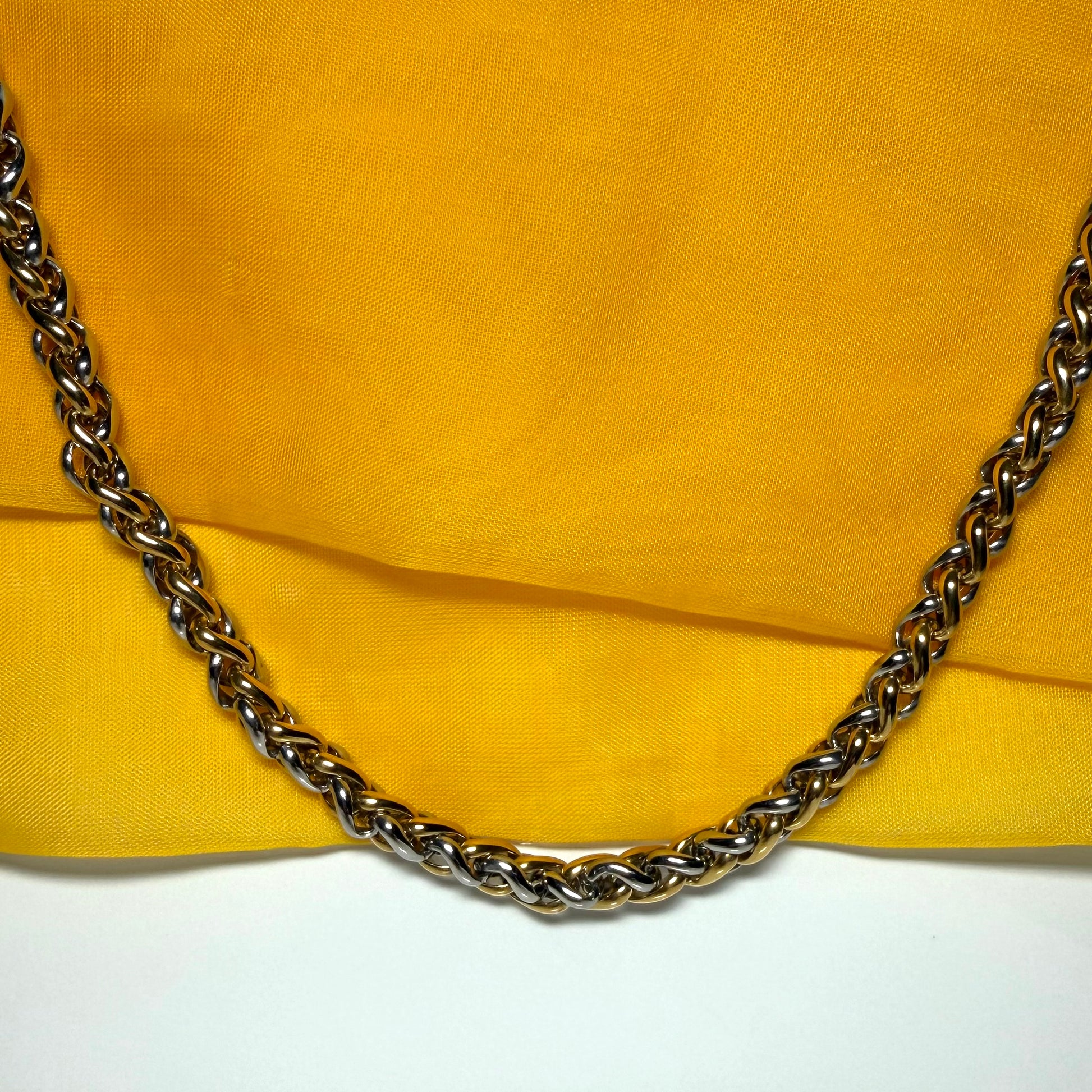 Men's heavy solid necklace two tone stainless steel & gold plated 22 inches