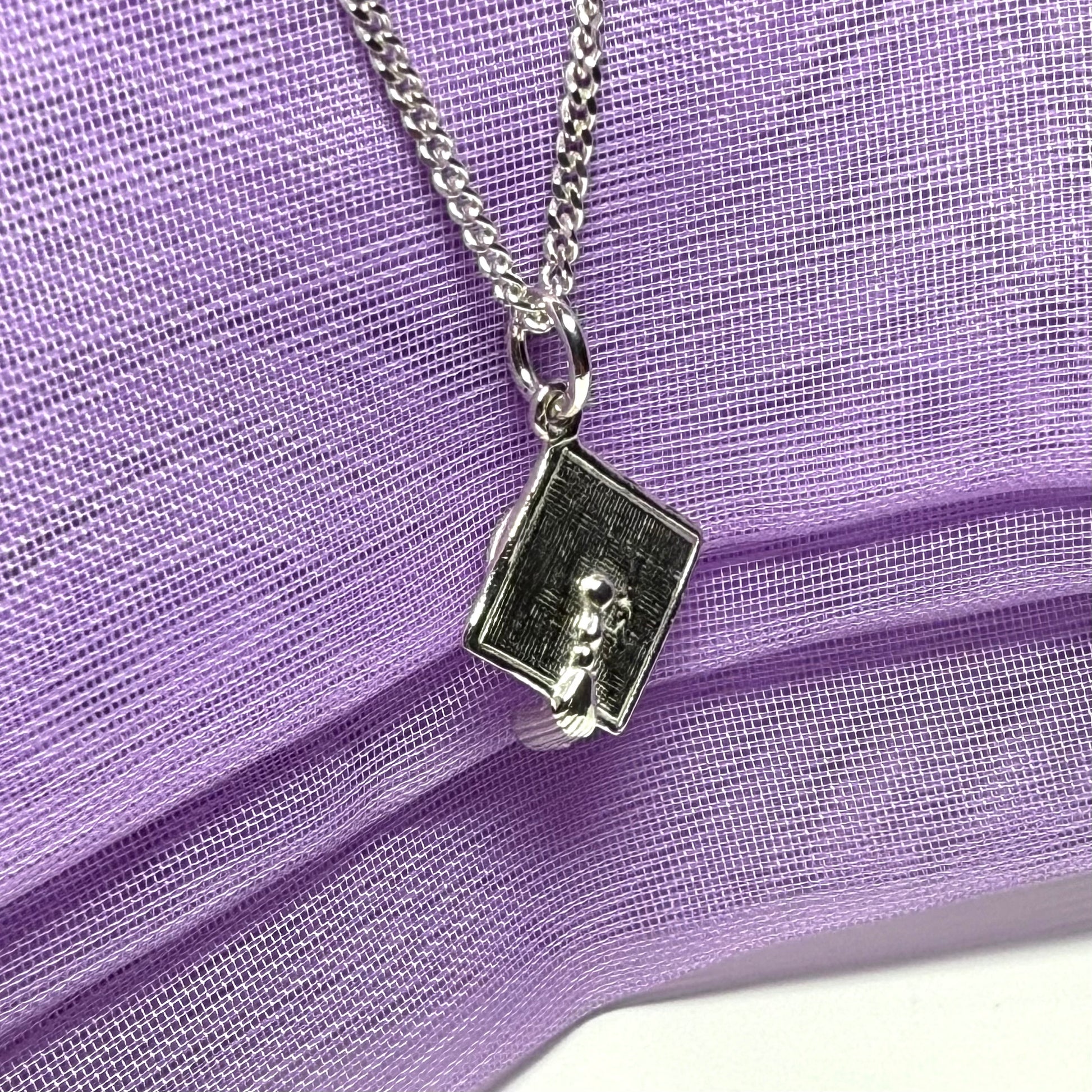 Mortar Board Solid Sterling Silver Graduation Necklace with chain