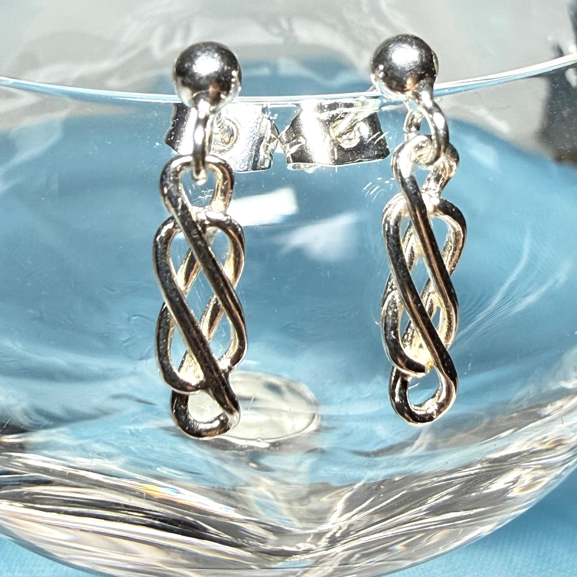 Ladies Celtic drop earrings sterling silver