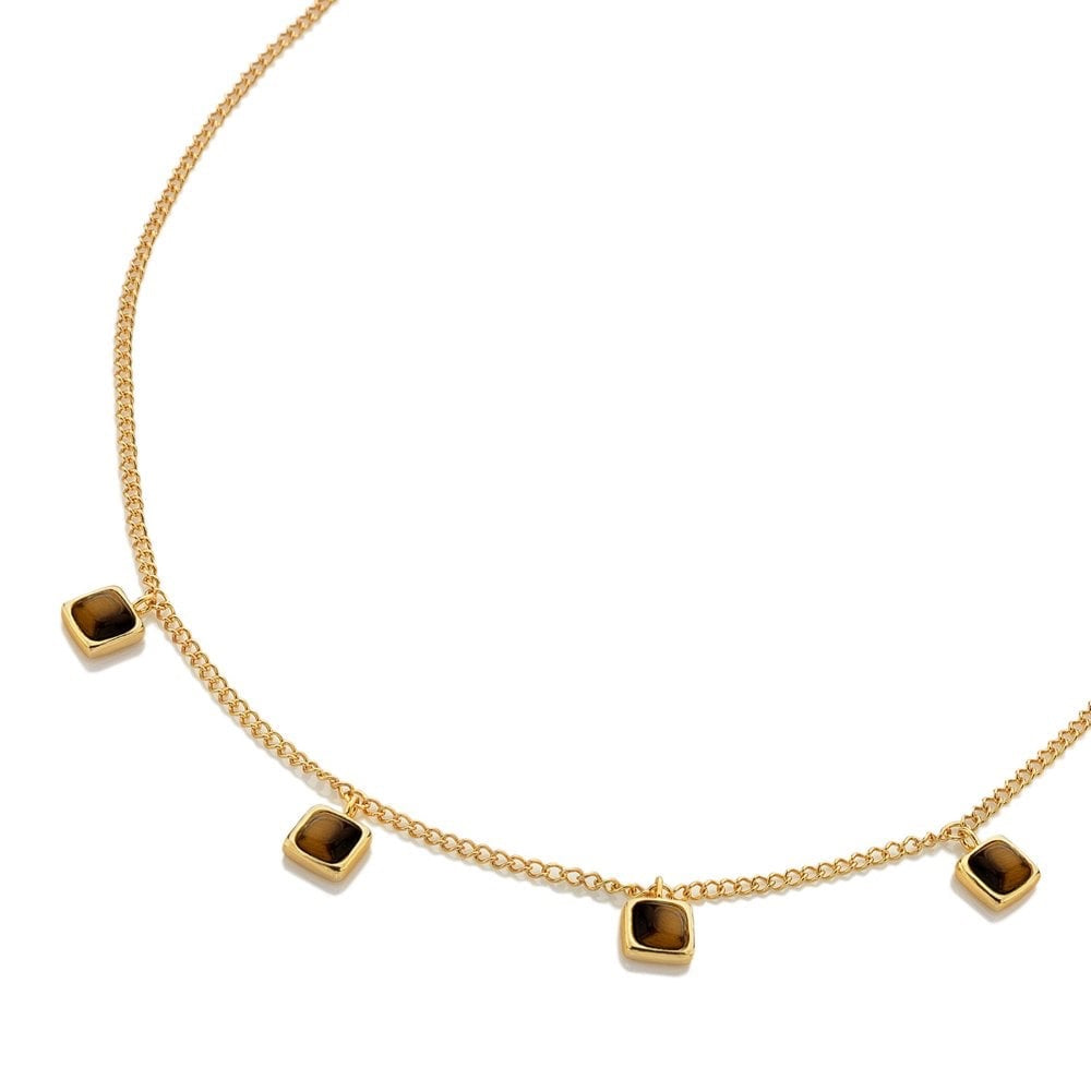 Real Tiger Eye necklace sterling silver gold plated