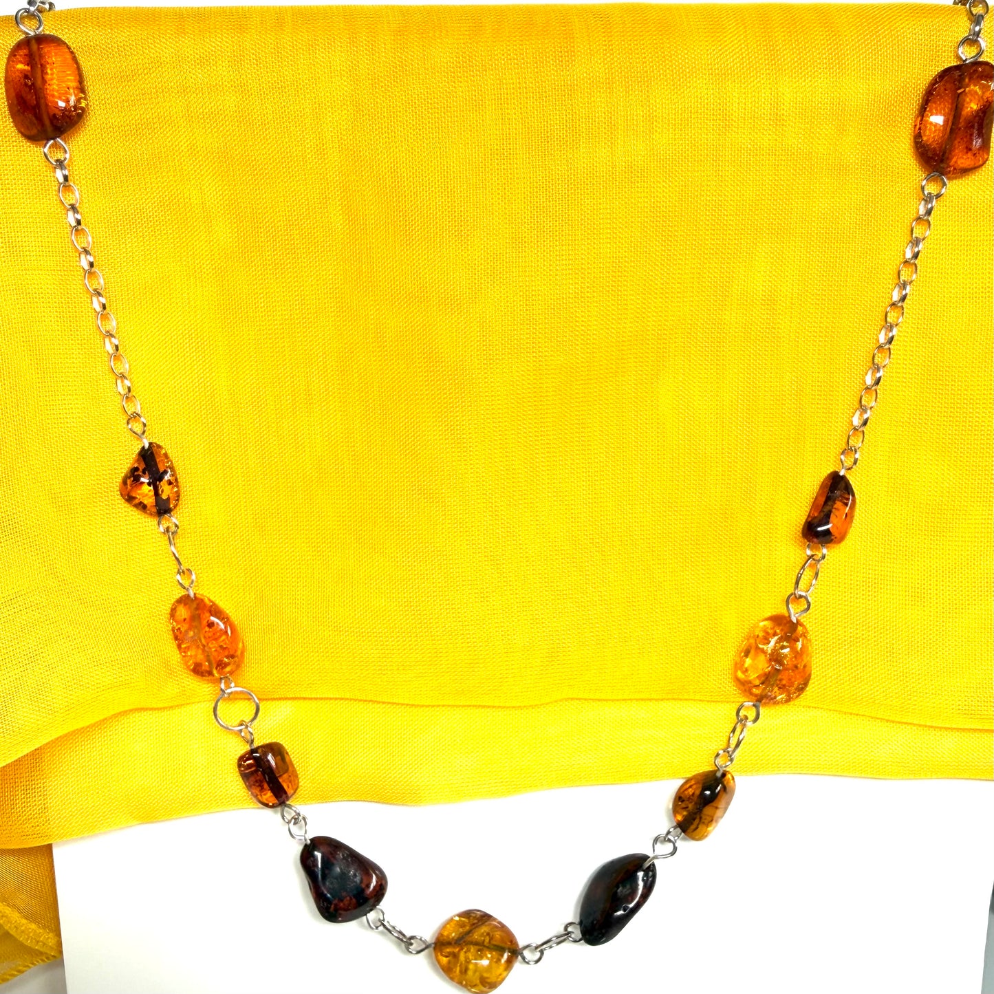 Real amber necklace sterling silver
