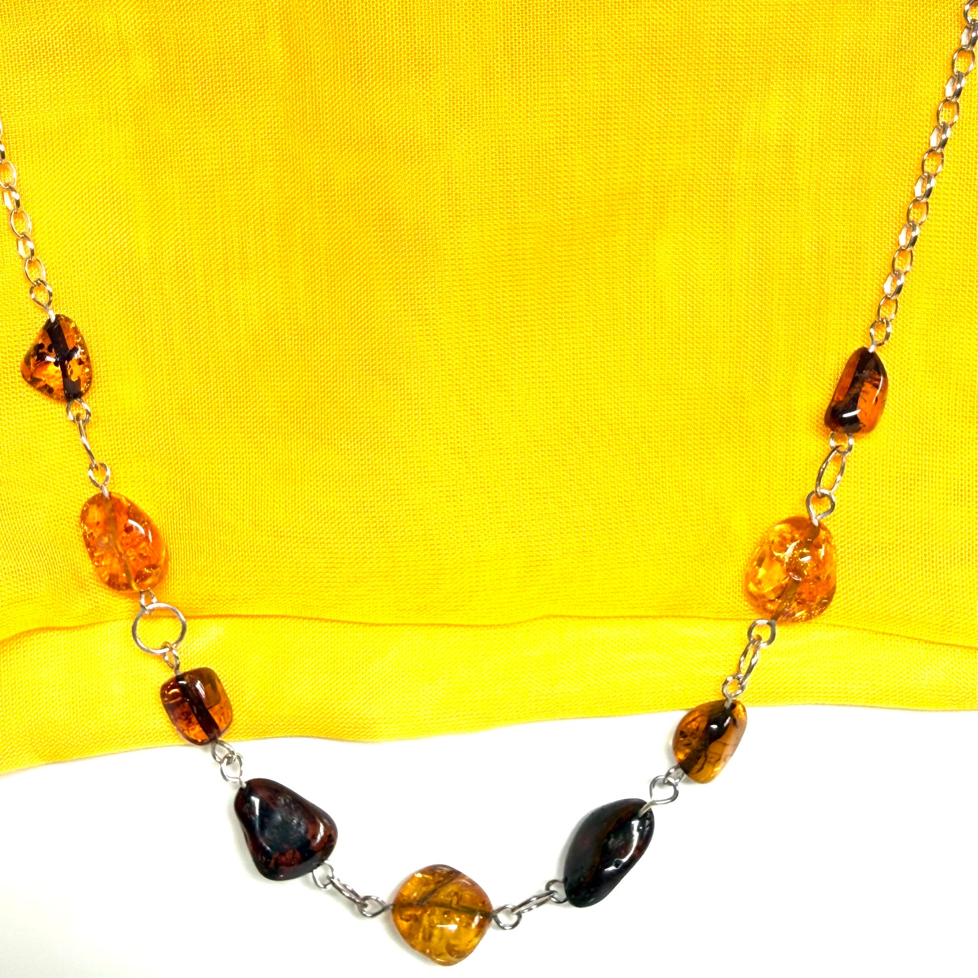 Real amber necklace sterling silver