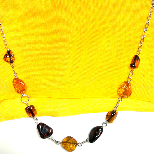 Real amber necklace sterling silver