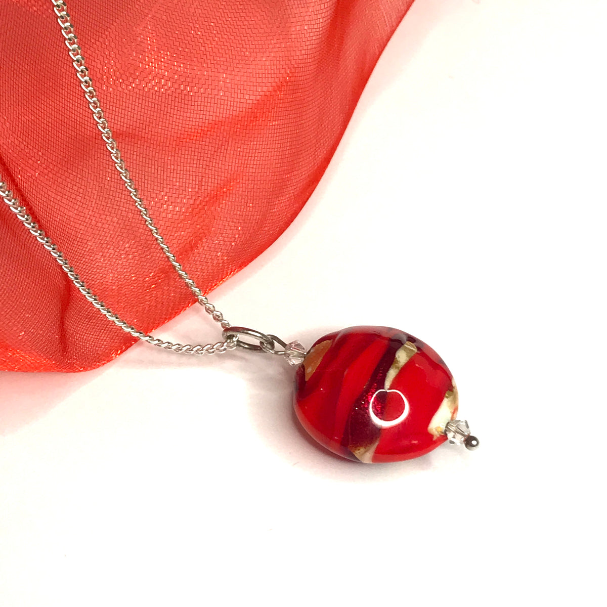 Red Gold Murano Gold Bead Necklace