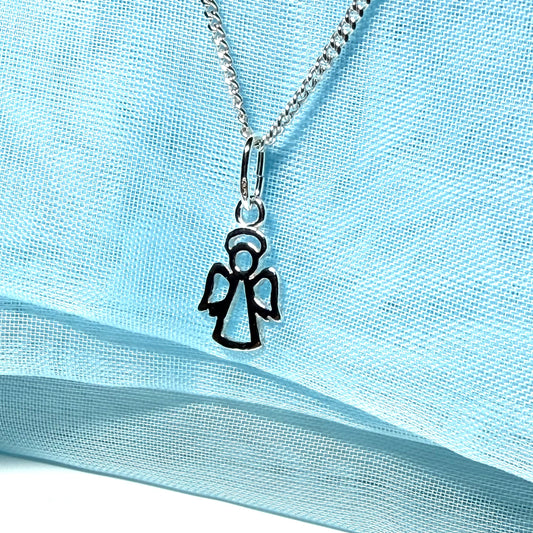 Small Angel shaped sterling silver necklace pendant