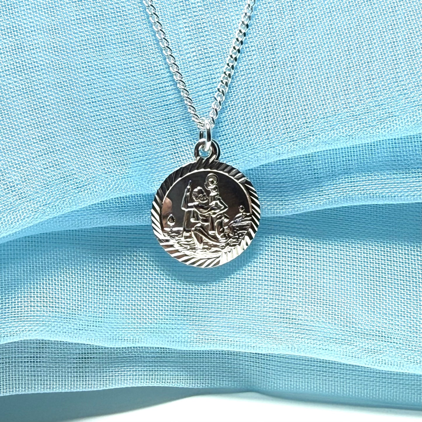 A Solid Silver St. Christopher Including Chain 16 mm