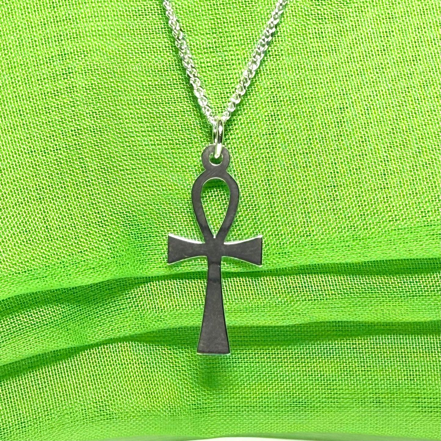 Solid sterling silver Ankh cross including a solid chain