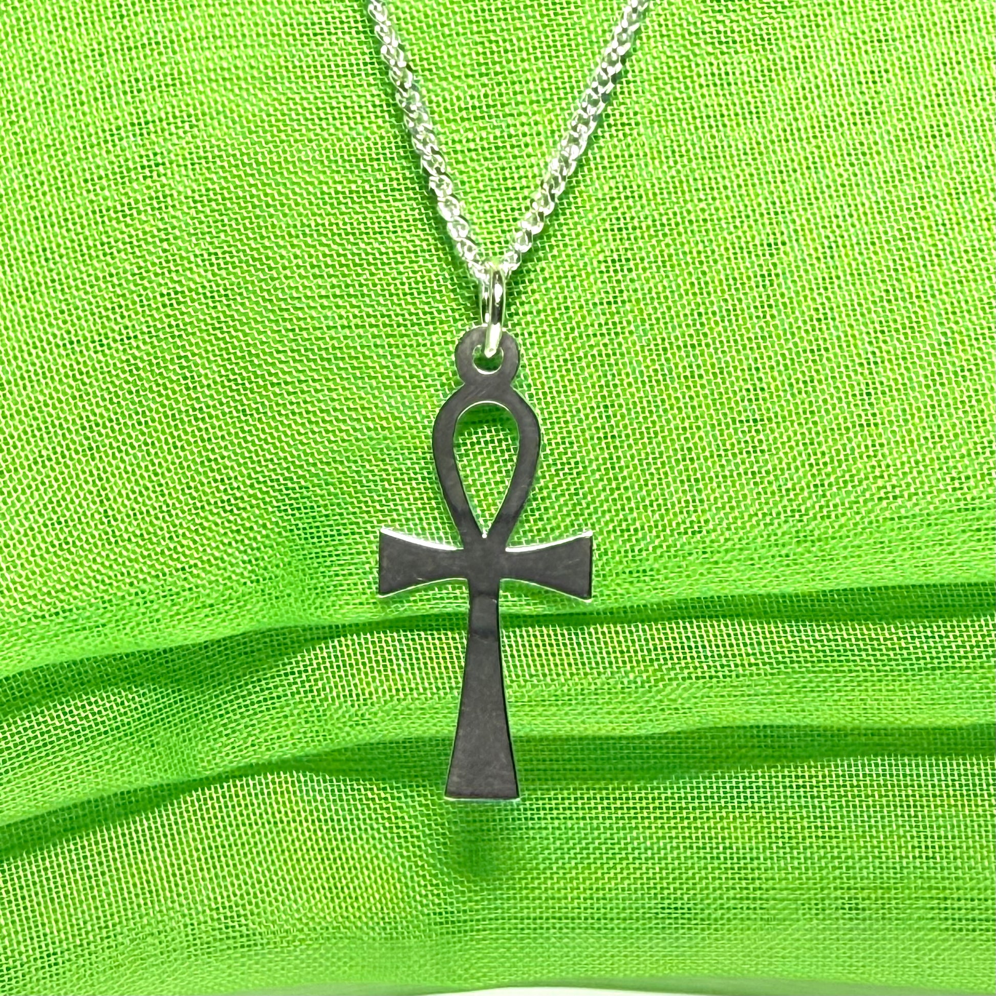 Solid sterling silver Ankh cross including a solid chain