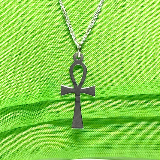 Solid sterling silver Ankh cross including a solid chain