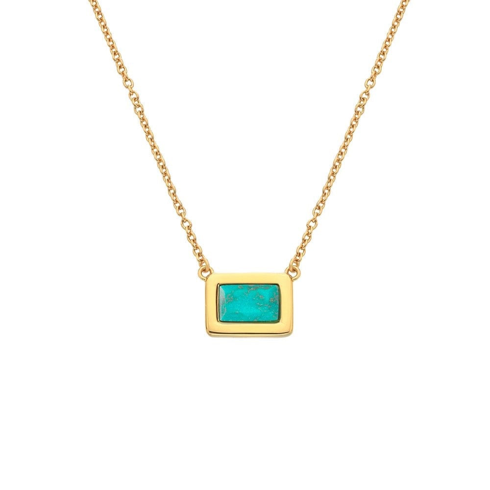 Square shaped necklace turquoise and diamond pendant