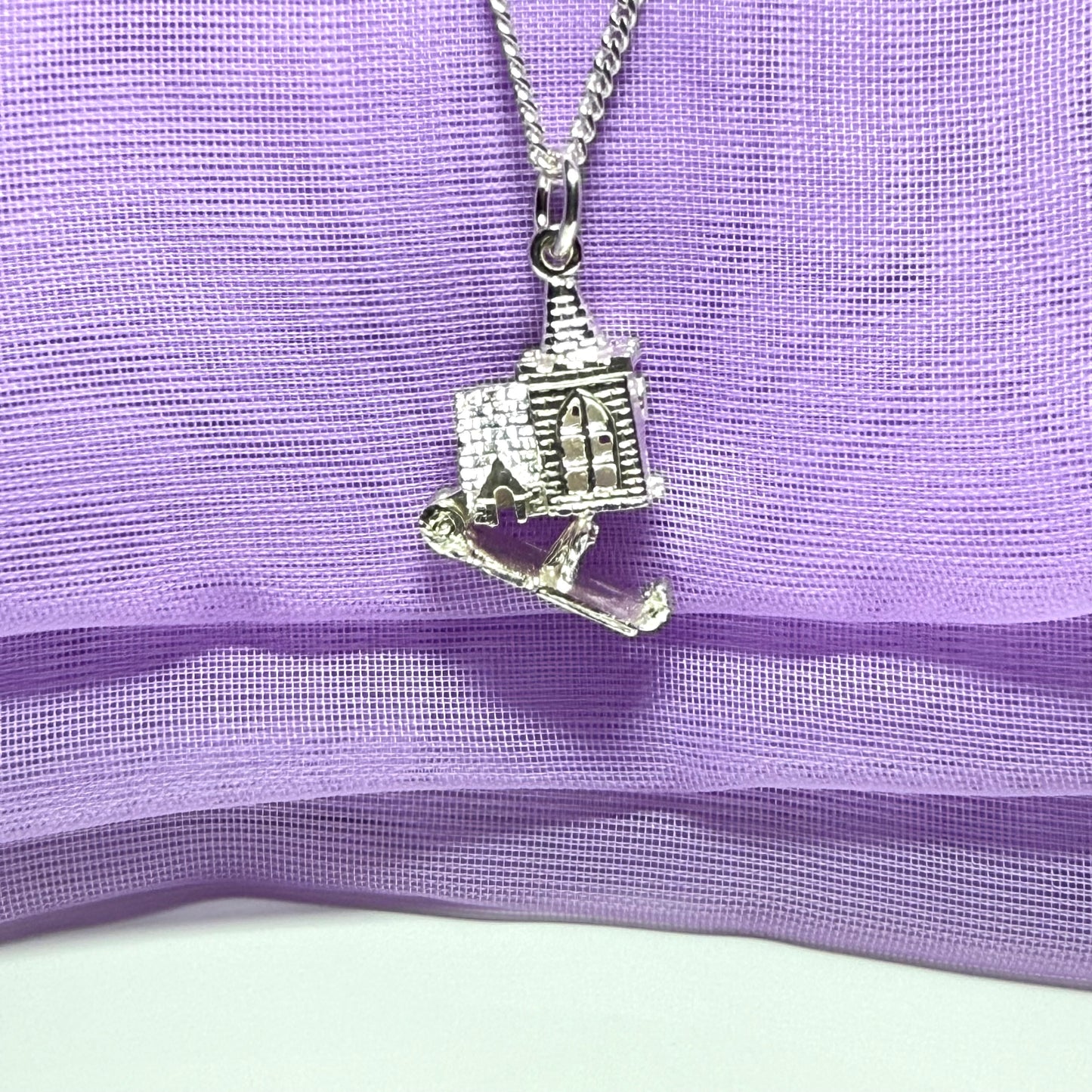 Sterling Silver Church Solid Necklace Pendant on chain