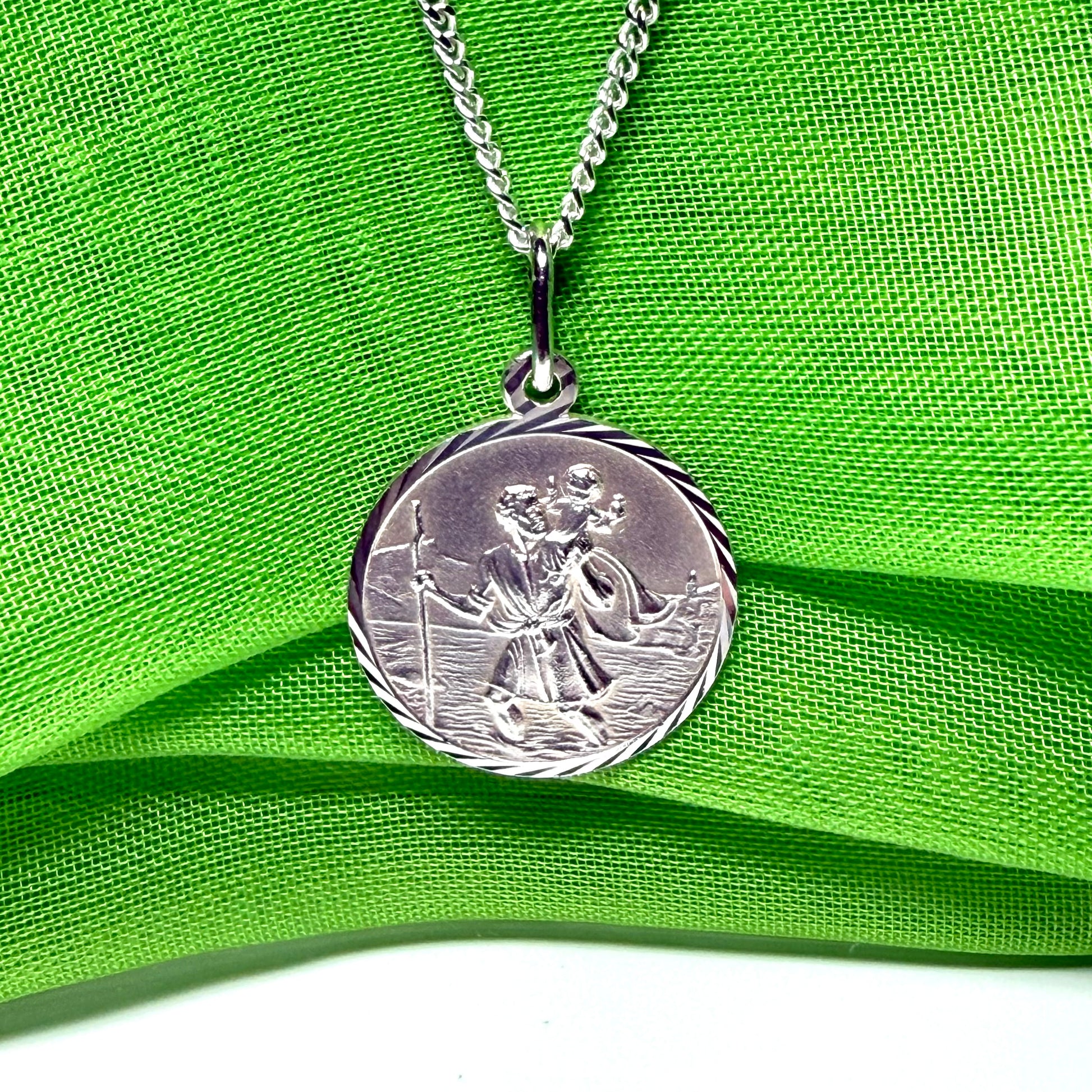 Sterling Silver Round St. Christopher 18 mm