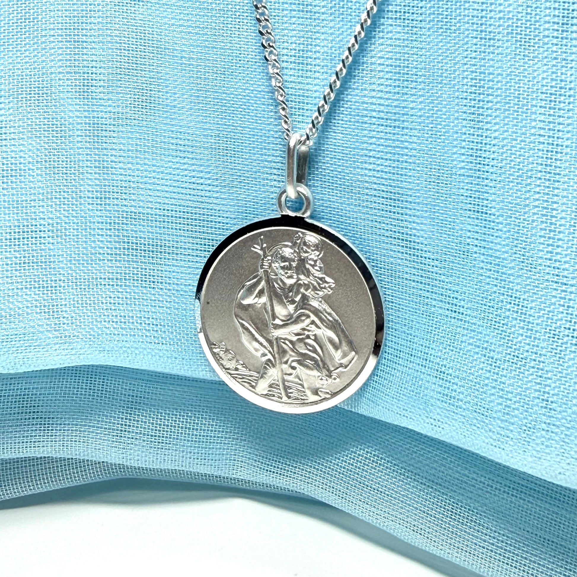 Sterling Silver Round St. Christopher Including Chain