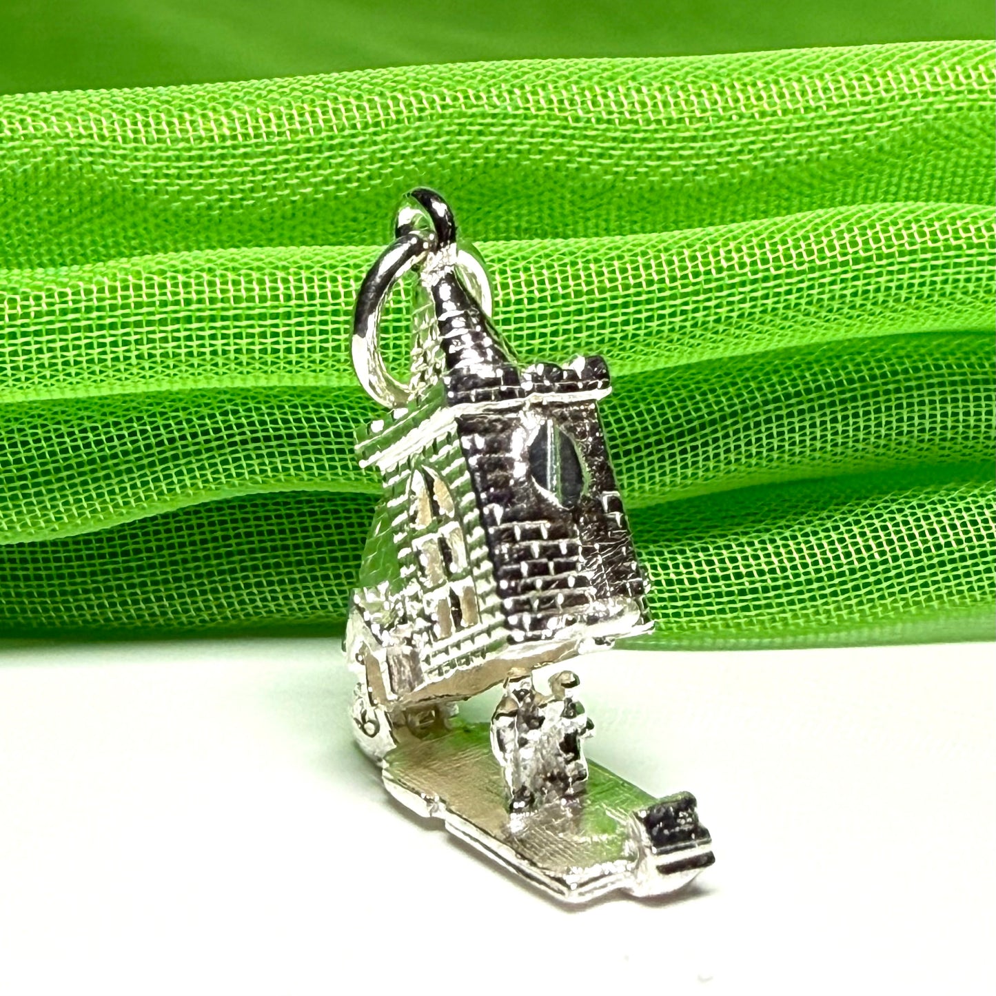 Sterling Silver Church Solid Charm