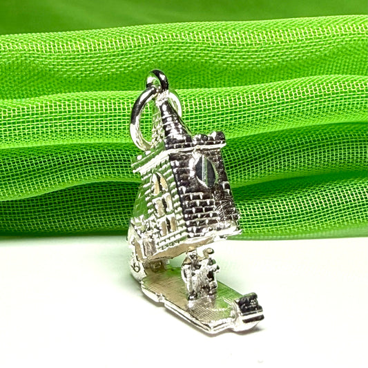 Sterling Silver Church Solid Charm