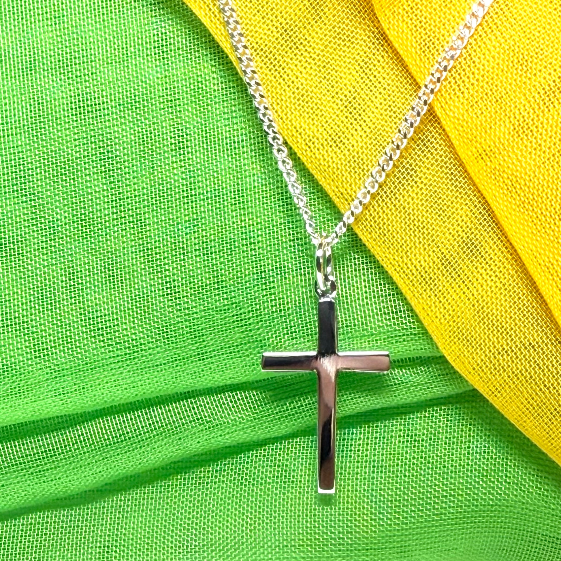 Sterling silver plain cross necklace including chain