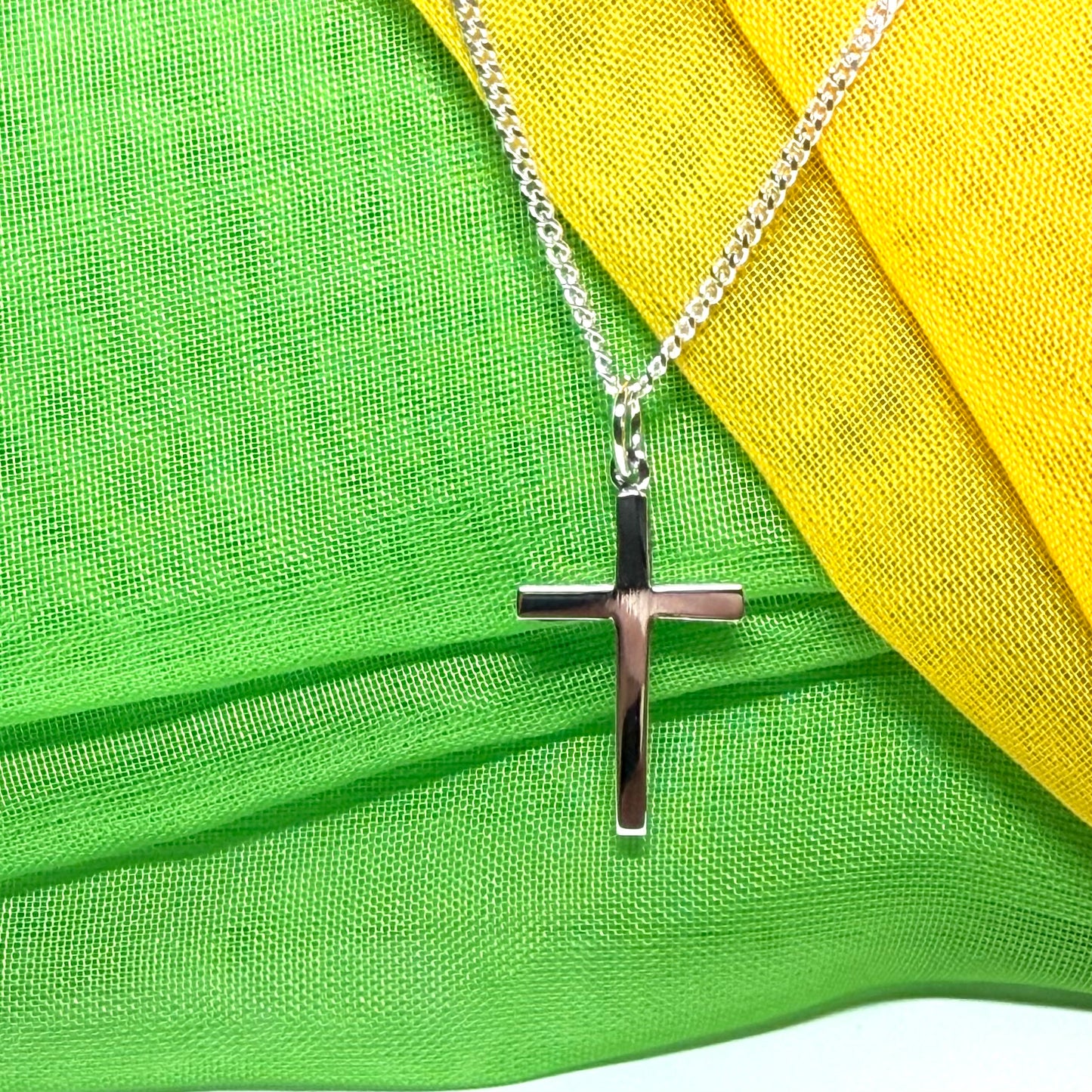 Sterling silver plain cross necklace including chain