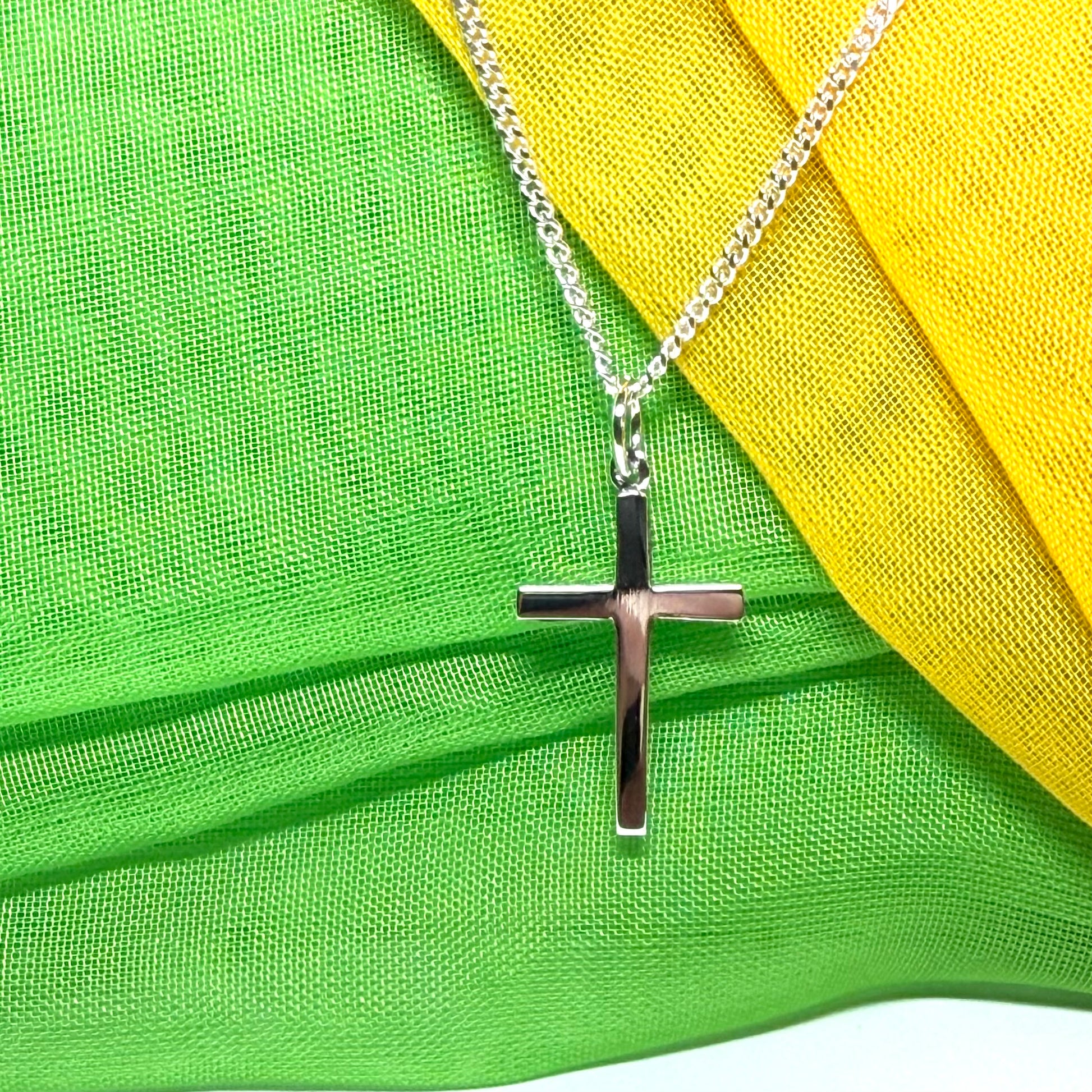 Sterling silver plain cross necklace including chain