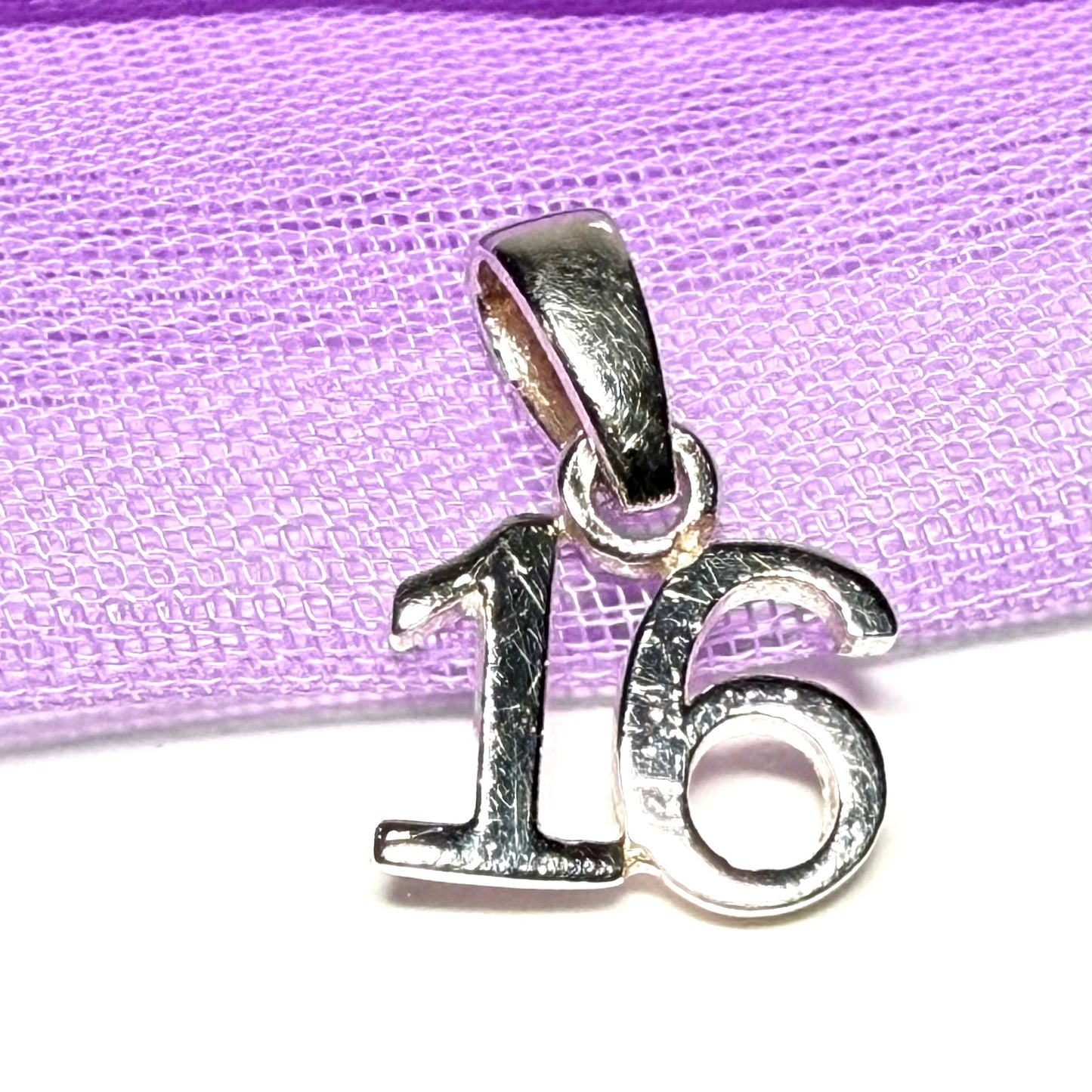 Sweet 16 shaped solid charm sterling silver 16th charm