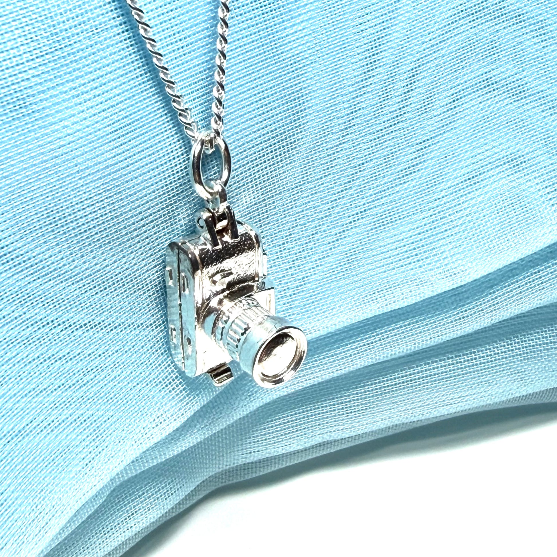 Traditional Lens Camera Necklace Sterling Silver Pendant