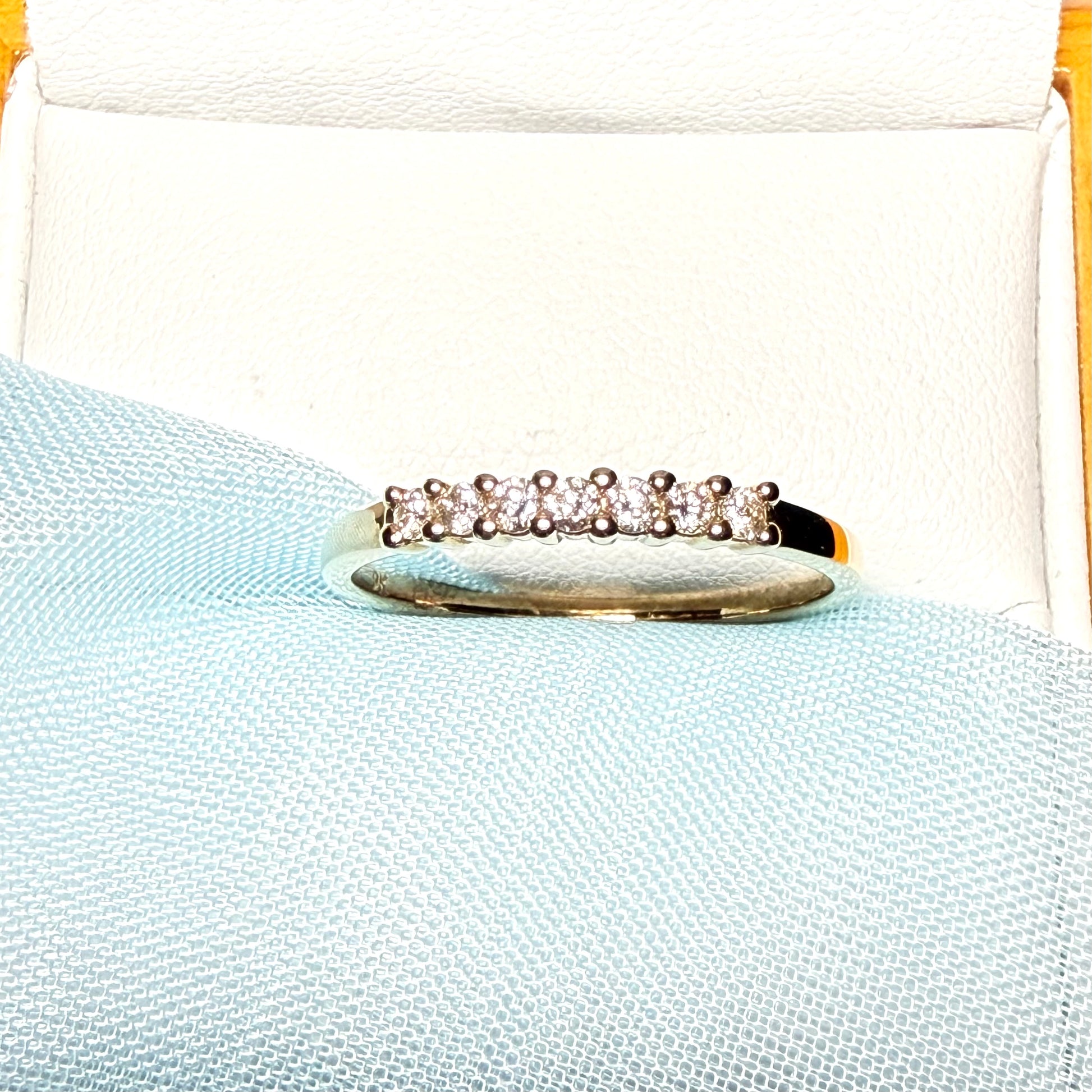 Yellow gold diamond eternity ring claw setting 19 points