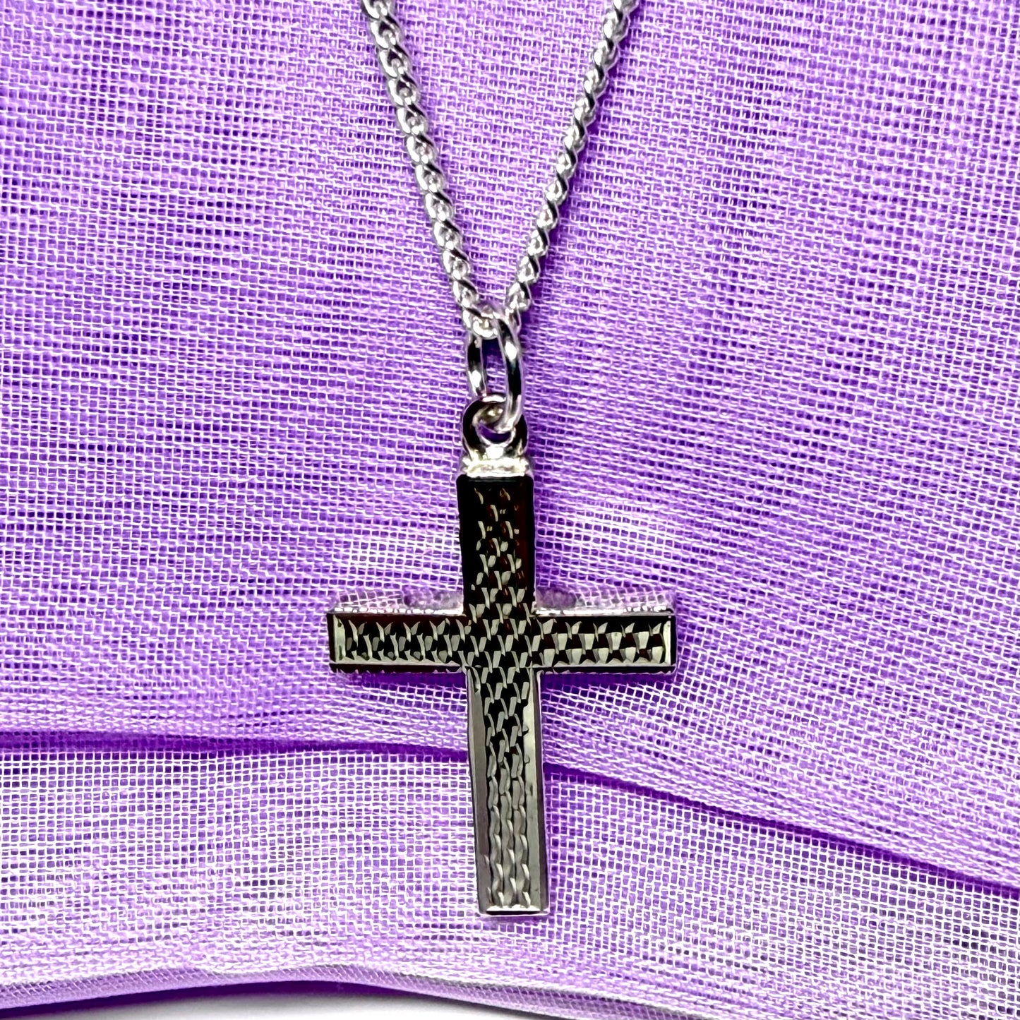 Cross solid necklace patterned sterling silver including chain