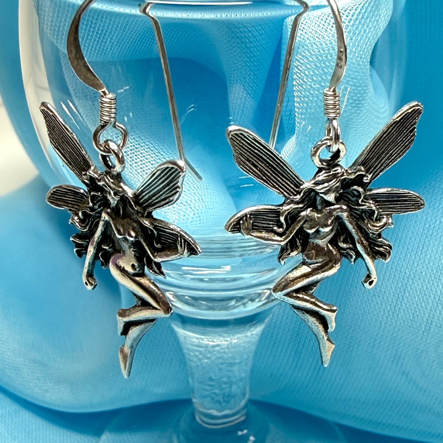 Fairy drop earrings sterling silver drop design