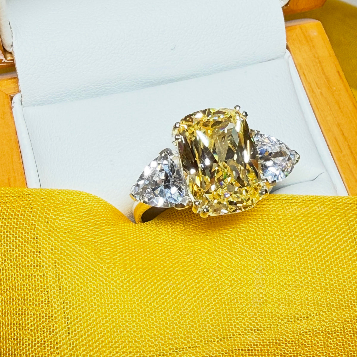 Large yellow lemon coloured cocktail ring