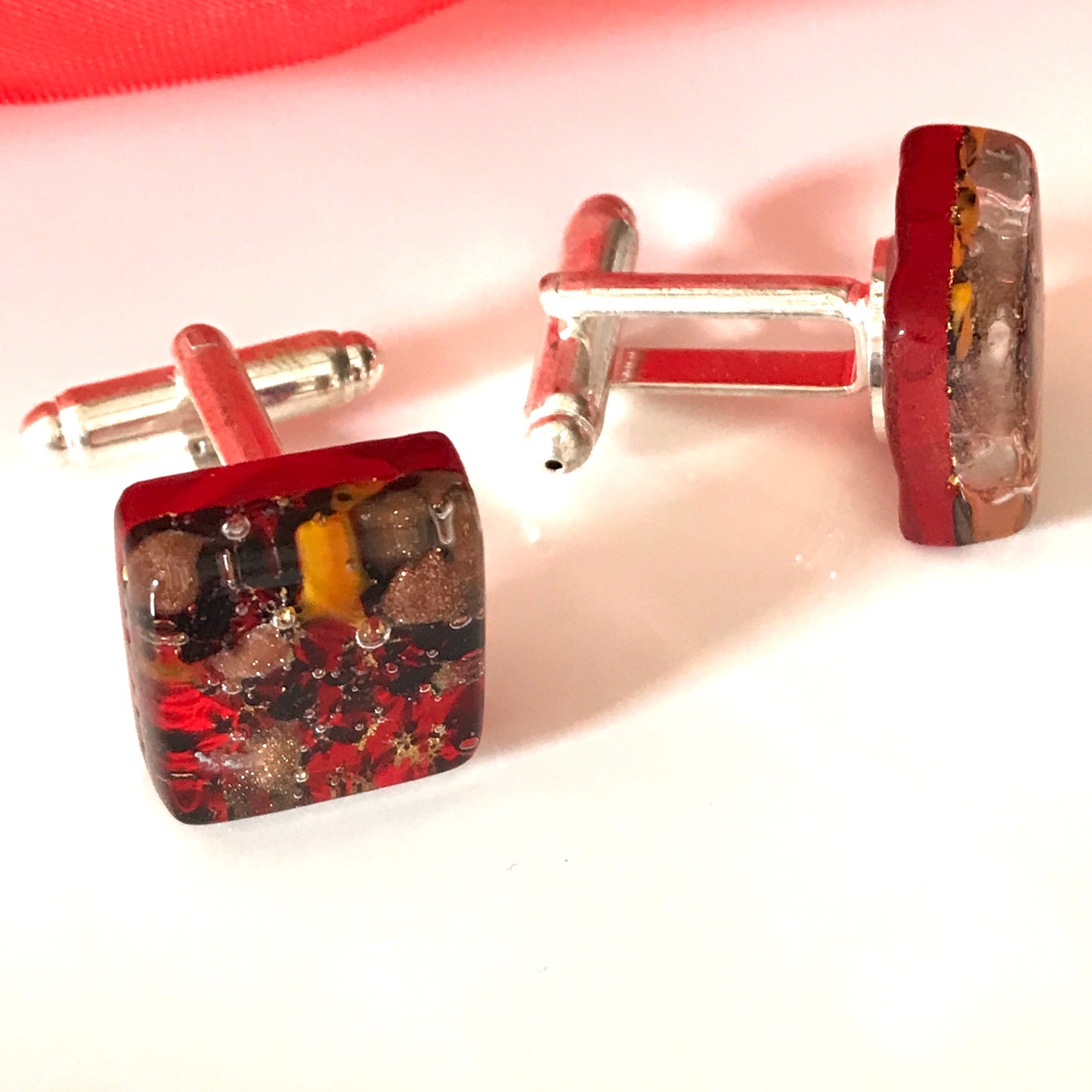 Jewel Red Real Murano Glass Cufflinks