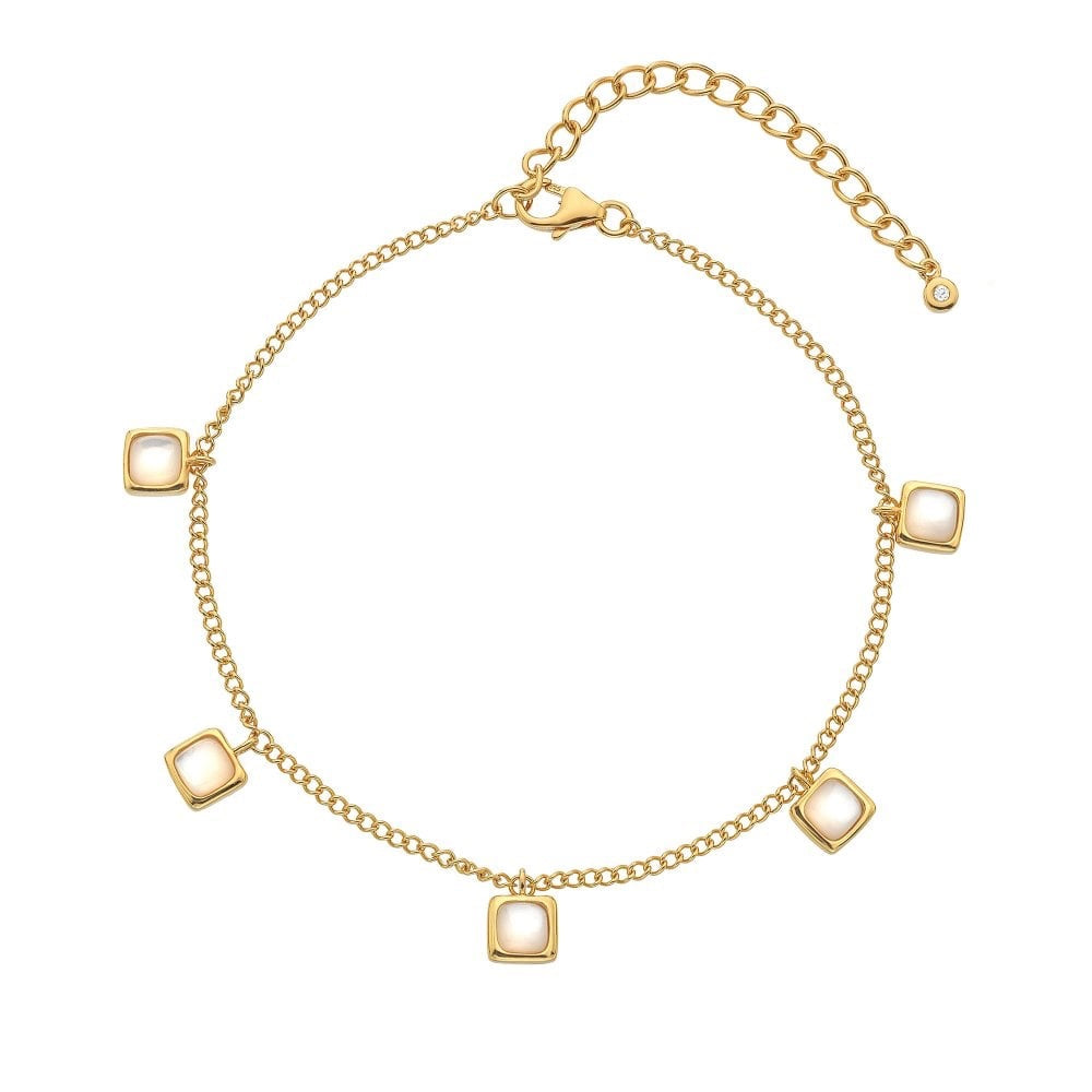 Real Mother of Pearl ladies bracelet or anklet sterling silver gold plated