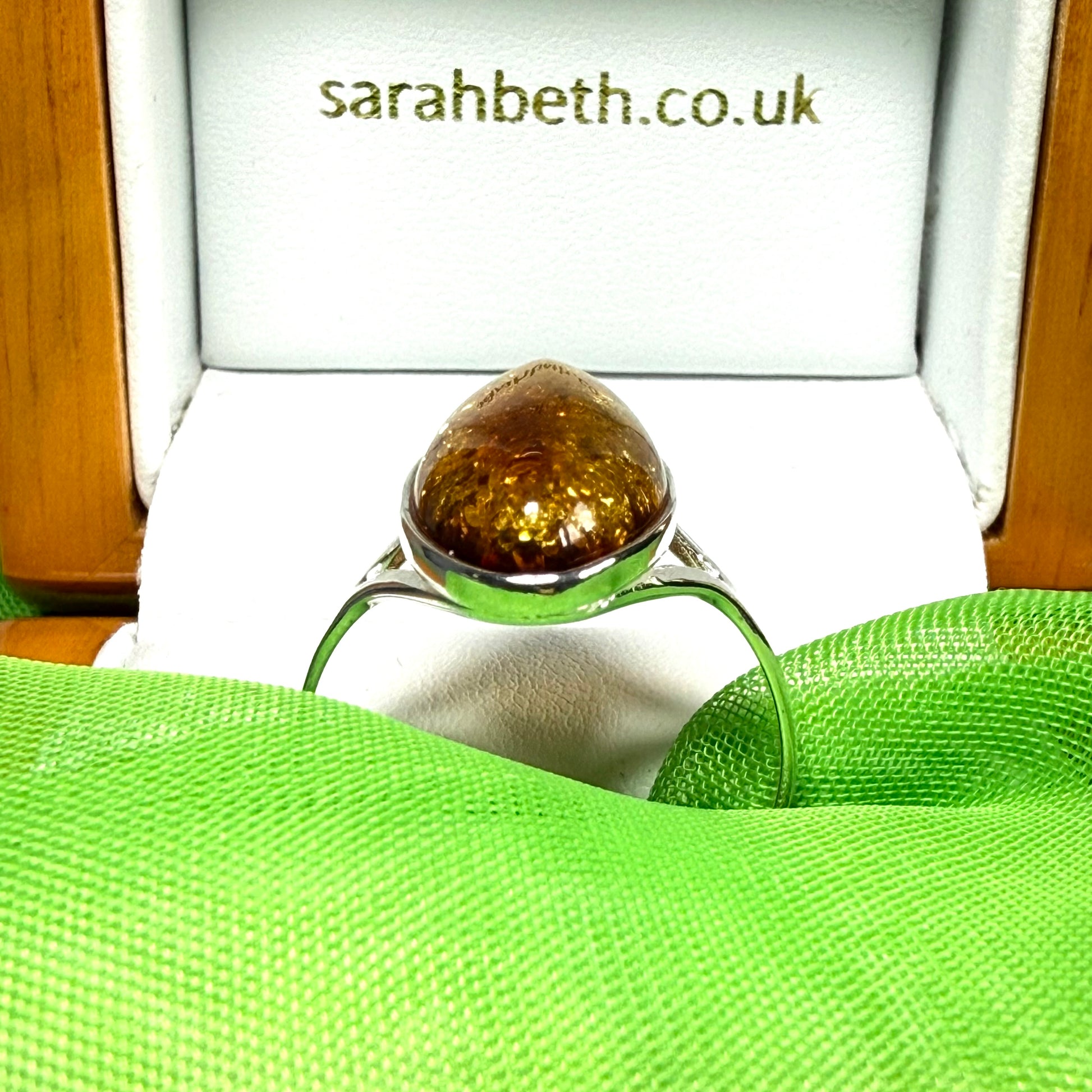 Real amber dress cocktail ring sterling silver oval shaped having open shoulders
