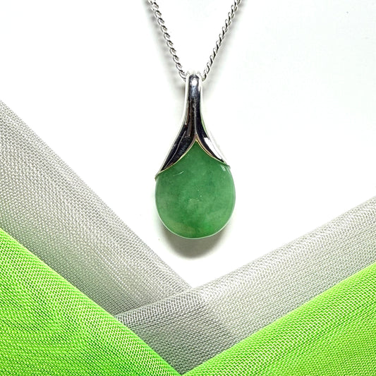 A really stunning real green jade necklace in a teardrop, a timeless design