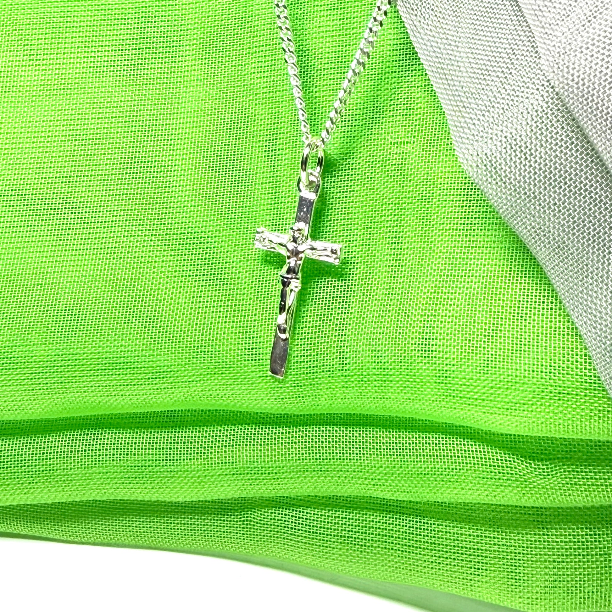 Solid sterling silver crucifix cross necklace with chain