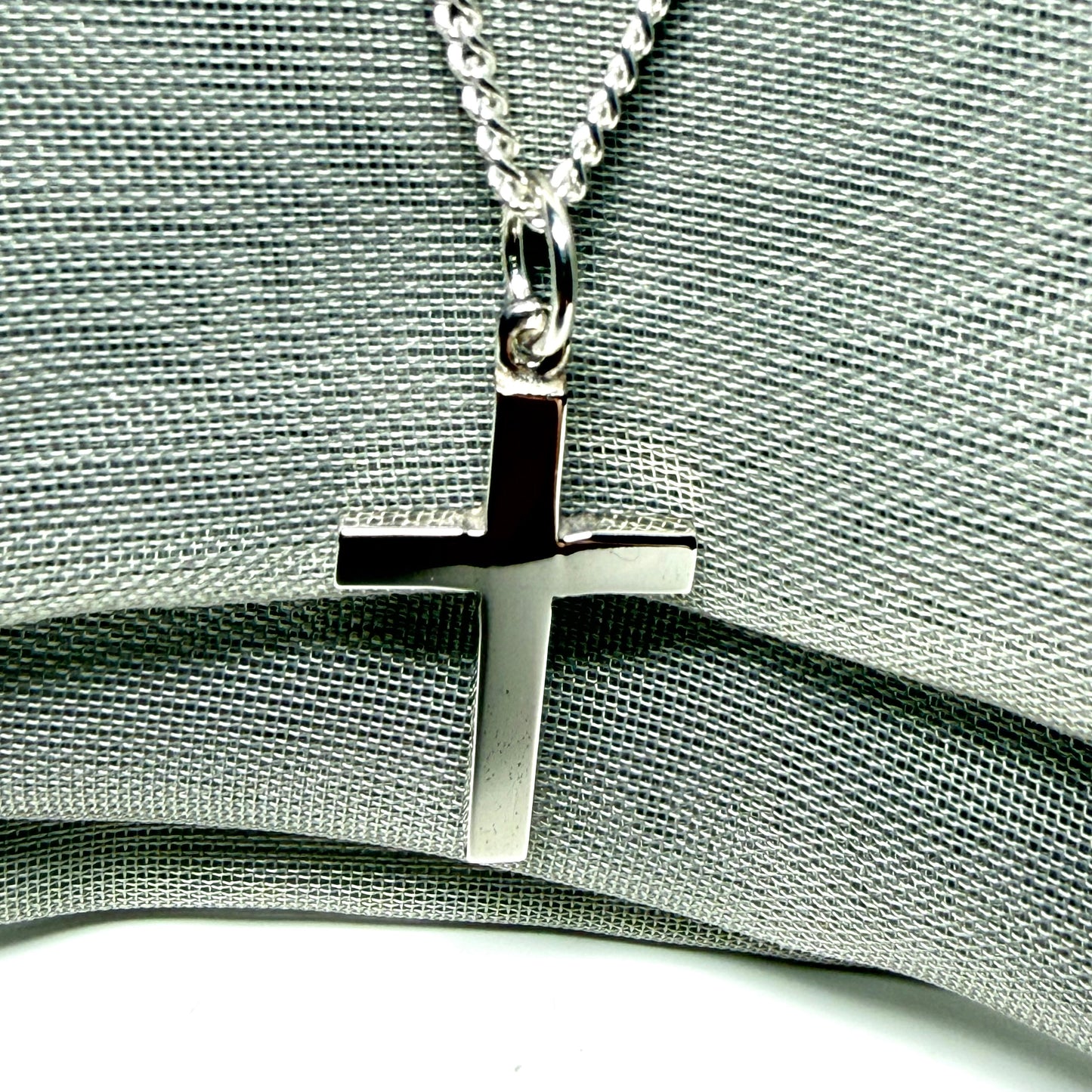Sterling silver plain polished cross flat design