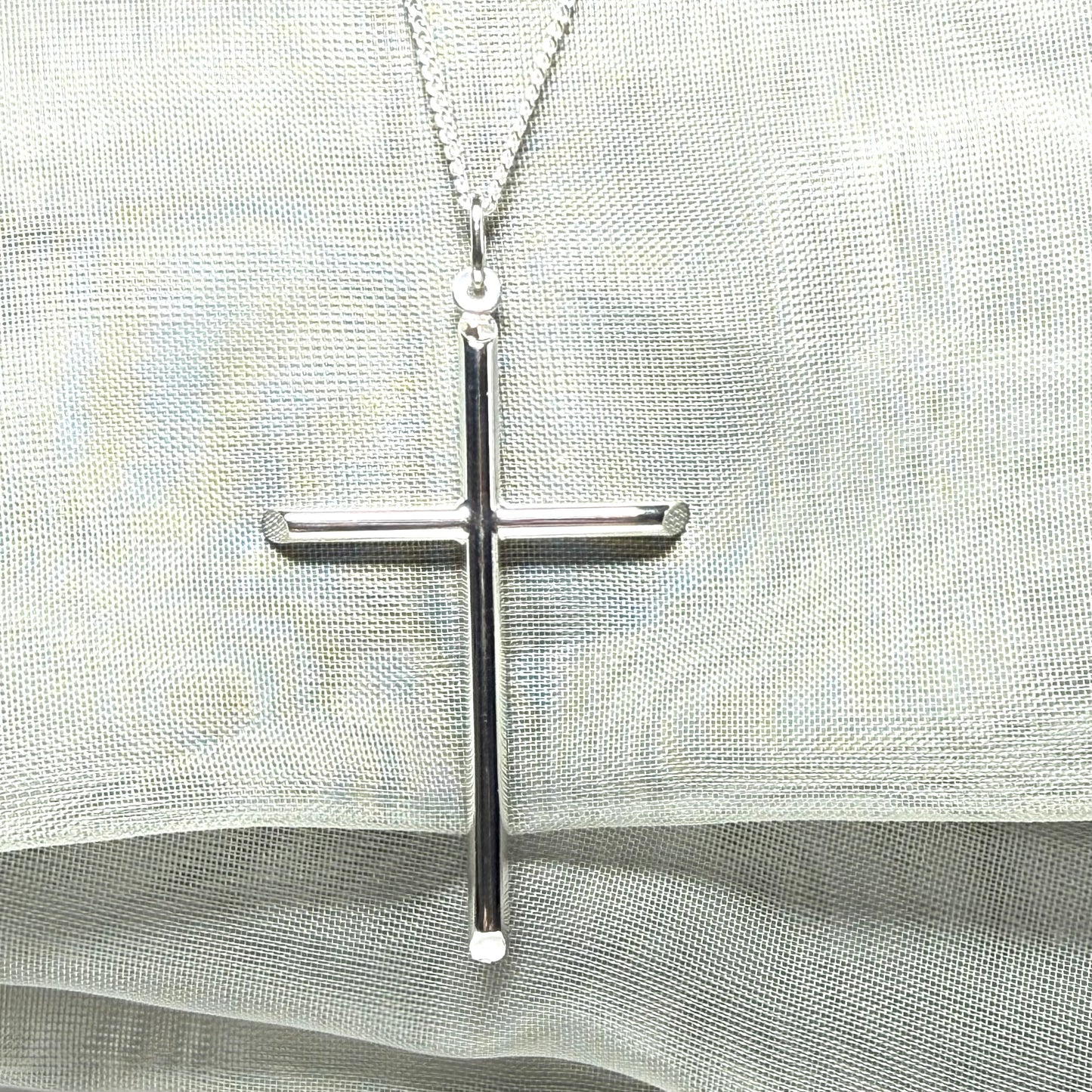 Sterling silver solid large plain polished cross including chain