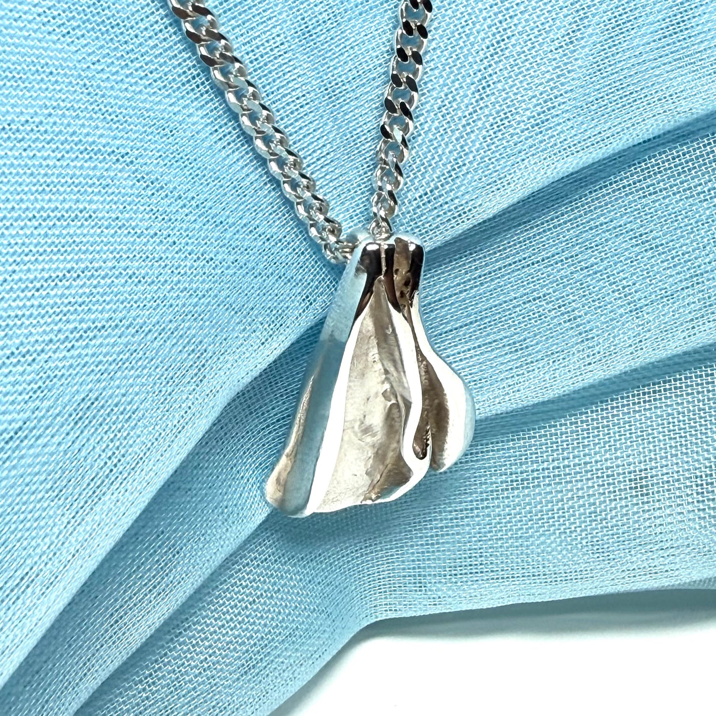 Abstract shaped solid necklace sterling silver pendant