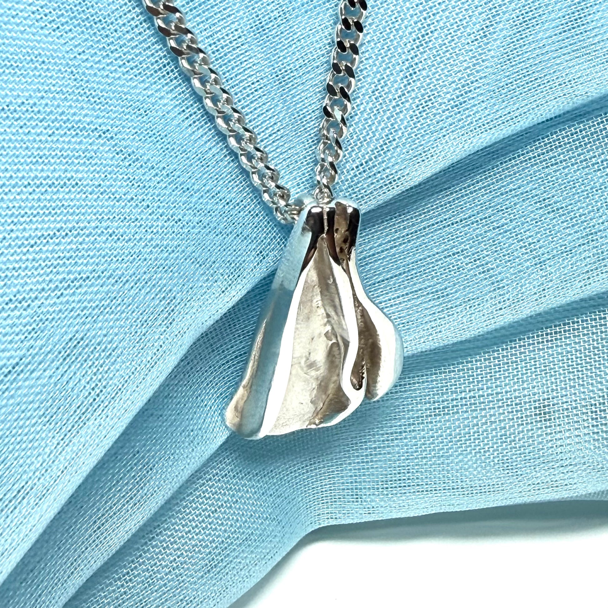 Abstract shaped solid necklace sterling silver pendant