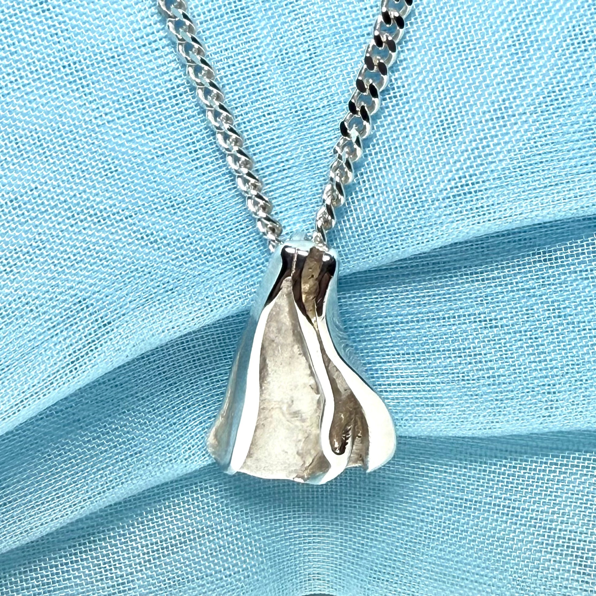 Abstract shaped solid necklace sterling silver pendant
