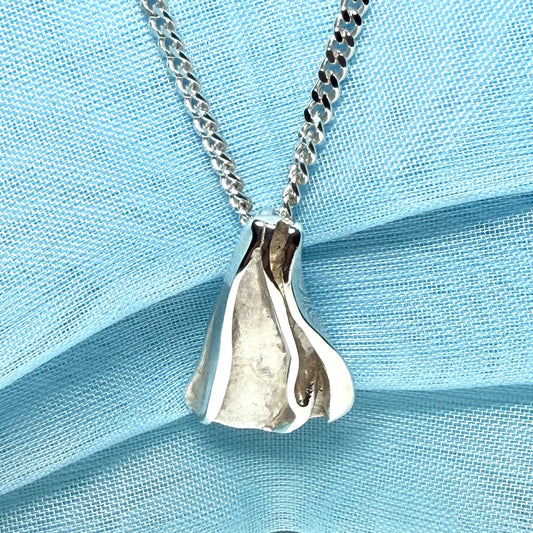 Abstract shaped solid necklace sterling silver pendant