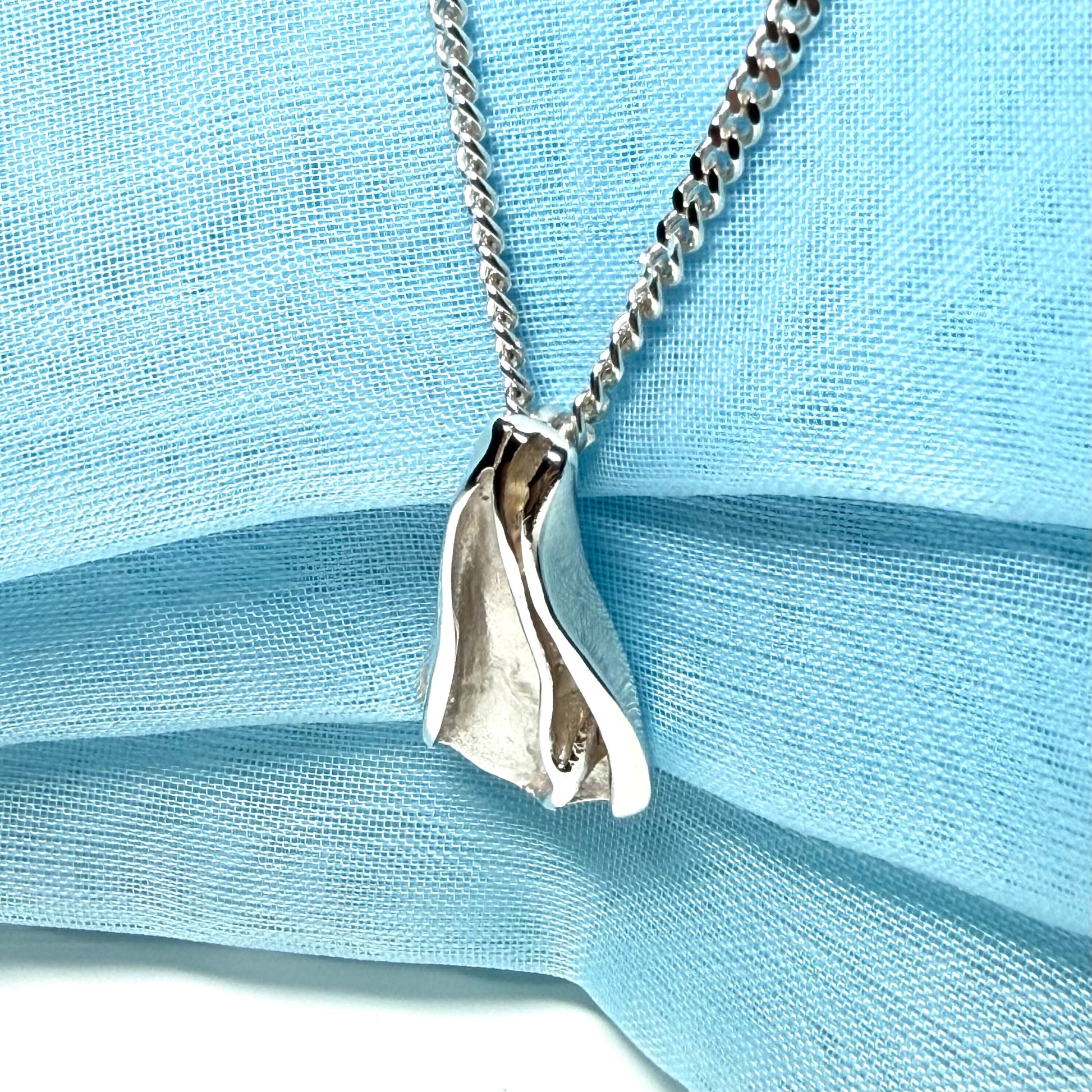 Abstract shaped solid necklace sterling silver pendant